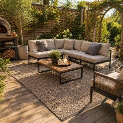 Navy Honeycomb Textured Indoor/Outdoor PET Rug