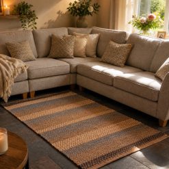 Rustic Twist Natural Jute Striped Eco-Friendly Rug